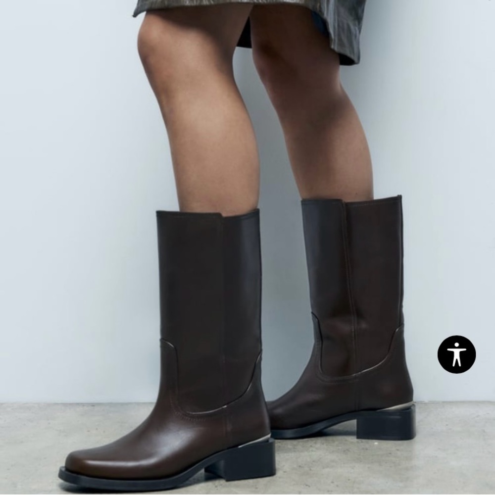 Zara leather boots. 6.5-7